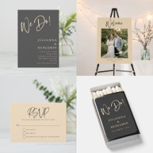 Modern We Do Elegant Charcoal Gray Wedding