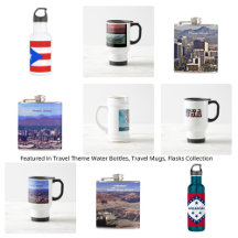 Travel Theme Water Bottles, Travel Mugs, Flasks