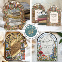 Stained Glass Wildflower & Vintage Book Wedding