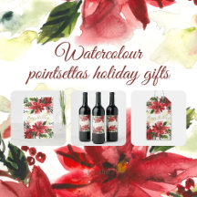 Watercolour Pointsettas Holiday Gift Packaging