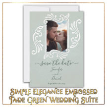 Simple Elegance Embossed Jade Green Wedding Suite