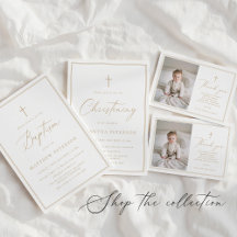 Elegant Gold Calligraphy Baptism with Border