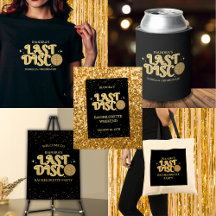 Last Disco Black And Gold Retro Bachelorette Party