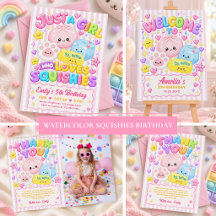 Watercolor Kawaii Squishies Girl Birthday