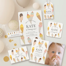 Here's the Scoop Colorful Ice Cream Kids Birthday