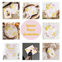 Pink Stripes Lemons and Flowers Graduation