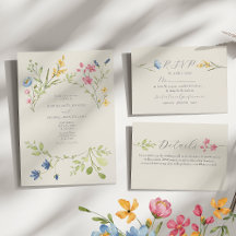 Colorful Wildflower Wedding Invitation Suite
