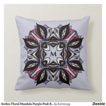 Gothic floral mandala with leaves and bugs