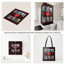 Valentine Photos Red Heart Black BKGD Bathroom Set
