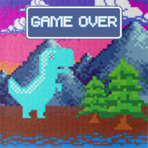 Funny Pixel Gamer Pixelated Dinosaur Illustration 