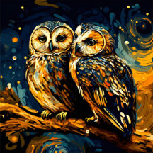 Owl Couple in Love