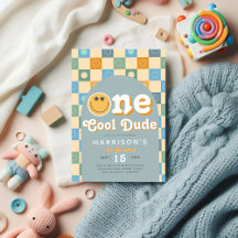 Boys Cute Retro One Cool Dude 1st Birthday