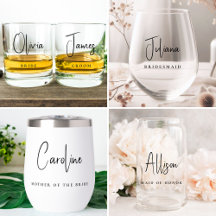 Chic Script Monogram Wedding Glassware