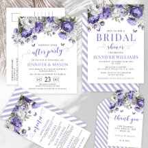 Violet floral Wedding Save the date Bridal shower