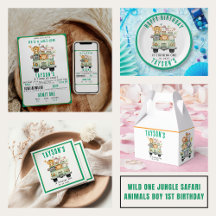 Wild One Jungle Safari Animals Boy 1st Birthday 