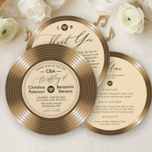 Vintage LP Vinyl Gold Record Musician Wedding