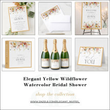 Elegant Yellow Wildflower Watercolor Bridal Shower