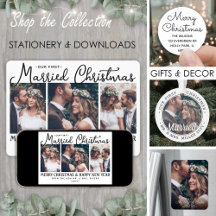 Newlyweds 1st Christmas Married Cards & Ornaments