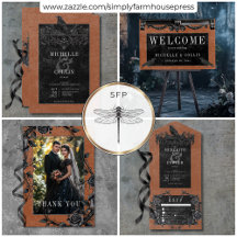 Gothic Black Raven & Black Roses Rust Wedding