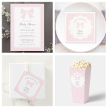 Classic Polka Dots Baby Pink Bow Girl Baby Shower