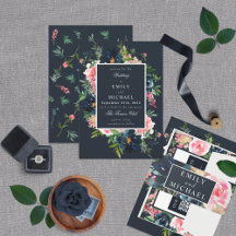 Romantic Navy Blue Blush Pink Floral Wedding