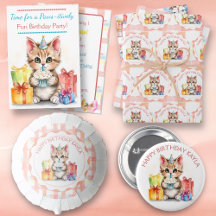 Cute Kitten Themed Girl's Birthday Collection