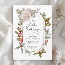 80th Birthday December Feminine Floral