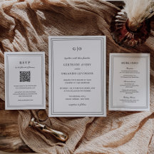 Monogram Border Elegant Wedding Invitation Suite