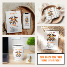 Funny and Crazy Cow 1st Birthday collection!