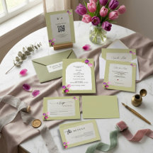 Minimalist Floral Sage Green Wedding