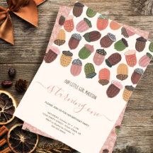 Cute Fall Pink Acorn Pattern Autumn Birthday