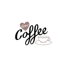 Love Coffee Script & Cup Black & Taupe