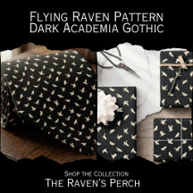 Flying Raven Pattern - Dark Academia Gothic