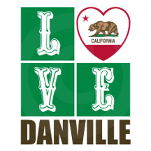 Love Danville California State Flag Heart