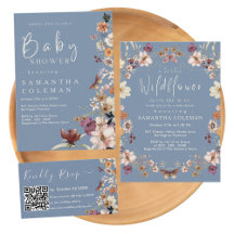 Rustic Chic Boho Periwinkle Wildflower Baby Shower