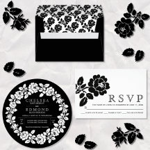 Rose wreath wedding invitation collection