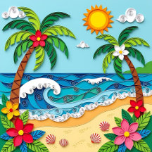 Palm Trees on the Beach Paper Quilling Effect