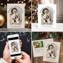 Elegant Arch Photo Merry Christmas Holiday Cards
