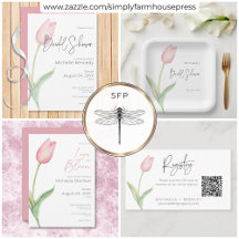 Modern Pink Tulip Solo Bridal Shower