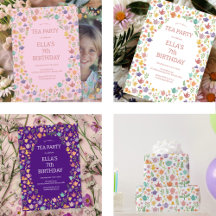 Tea Party Birthday Invitations & Party Decor