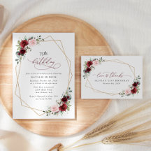 Burgundy and Pink Flowers Birthday Collection