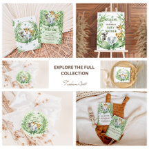 Safari Animals Greenery Bow Baby Shower