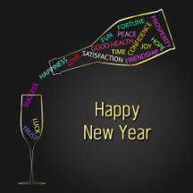 Happy New Year Bottle Glass Colorful Motivation