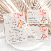 Baby Bear and Pink Balloons Baby Shower Collection