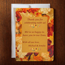 Elegant Red Gold Autumn Leaves Fall Wedding