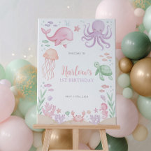 Oneder the Sea! Girls Ocean Animal 1st Birthday 
