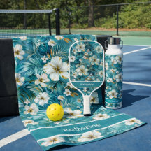 Tropical Hibiscus Floral Teal Sports Tech Travel