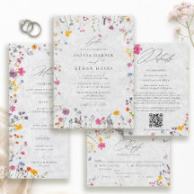 Wildflower Garden Modern Ivory Wedding Set