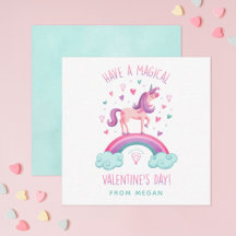 Cute Rainbow Unicorn Valentines Day Party supplies