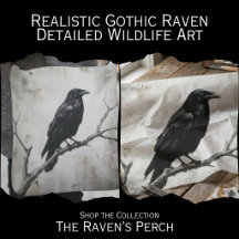 Realistic Gothic Raven - Detailed Wildlife Art